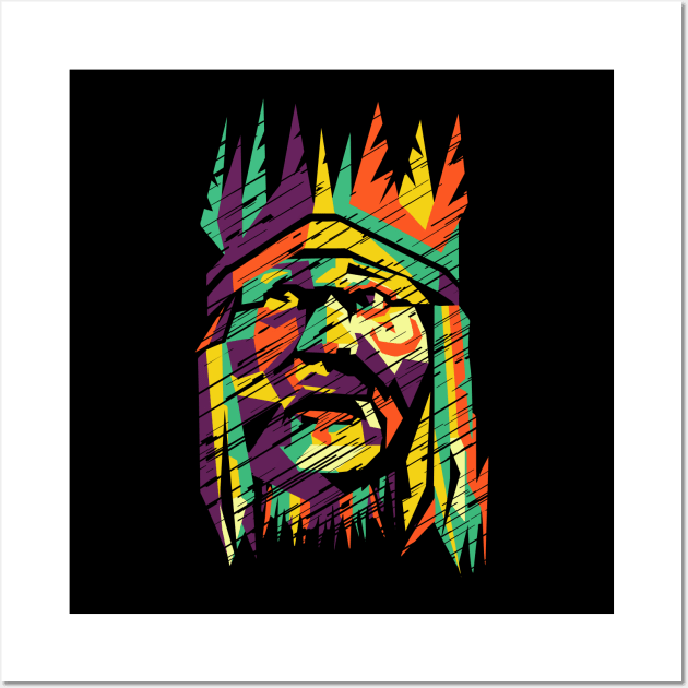 Shaman Warrior Tribal Style Modern Colors Wall Art by jazzworldquest